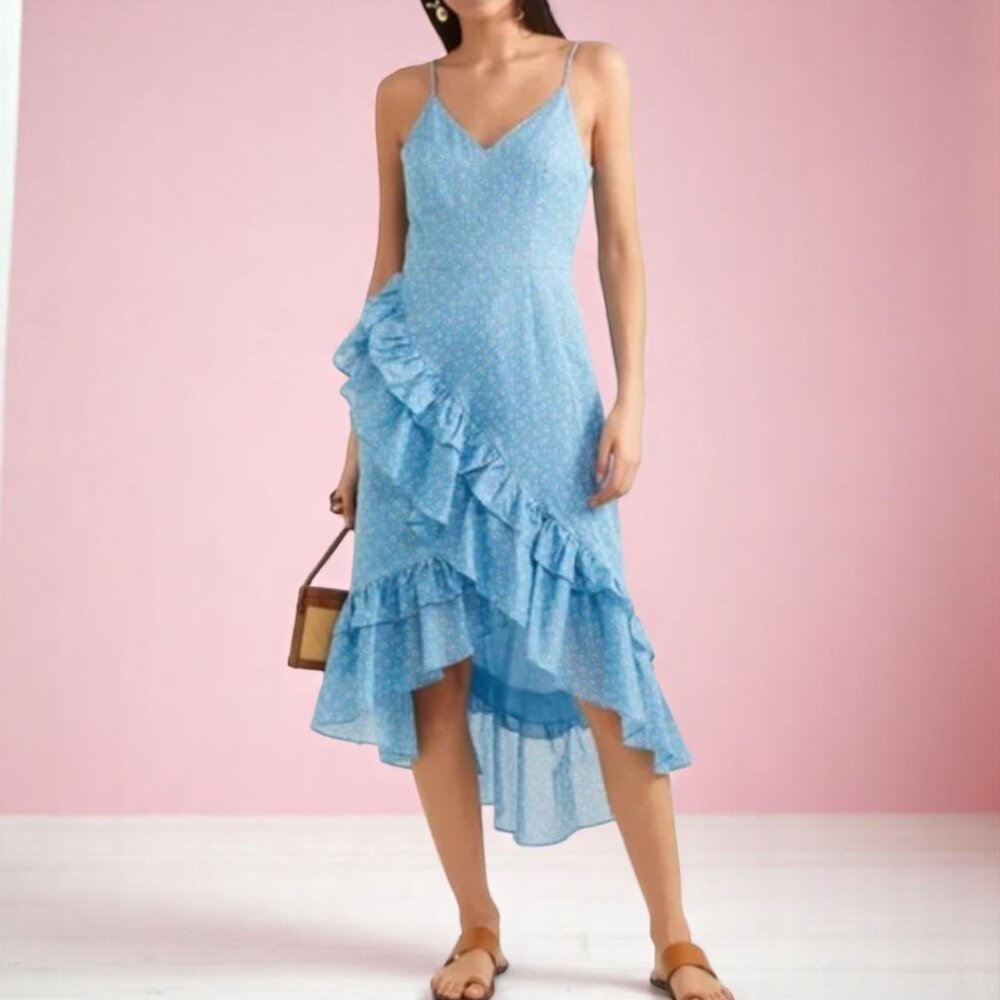 LoveShackFancy Sky Blue High-Low Dress